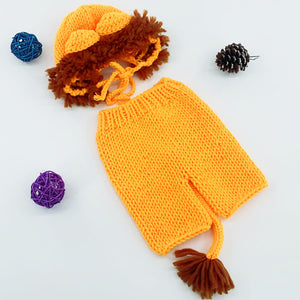 Hidetex Newborn Photography Props Knit Costume Infant Baby Boy Girl Photo Shoot Crochet Lion Hat Outfits Clothes