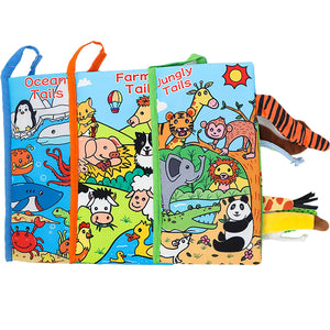 Hidetex Ocean, Farm and Jungly Tail Baby Juguete de educación temprana, libro de tela arrugada de actividades para niños pequeños, bebés y niños perfecto para bebés (3 paquetes)