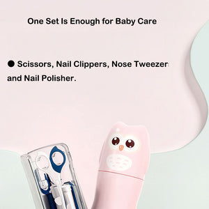 Hidetex Baby Nail Kit, 4-in-1 Baby Nail Care Set with Cute Case, Baby Nail Clippers, Scissors, Nail File & Tweezers, Baby Manicure Kit and Pedicure kit for Newborn, Infant, Toddler