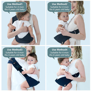 Hidetex Kleinkindtrage, ergonomische Babytrage mit verstellbarem Riemen, weicher Polsterung und rutschfestem Hüftsitz, perfekt für Säuglinge und Kleinkinder