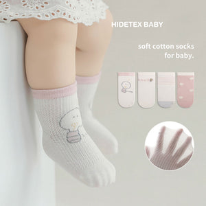 Hidetex Baby Unisex Baby Cotton Rich Newborn and Terry Socks (4 pairs)