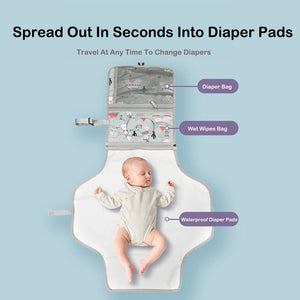 Hidetex - Cambiador de pañales portátil para bebé, impermeable, bolsa de almacenamiento portátil para pañales de tela Oxford