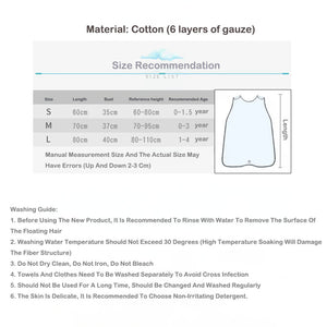 Hidetex Baby Sleep Sack - Wearable Blanket Sleeping Vest | 6-Layer Cotton Gauze Newborn Essentials Cloths